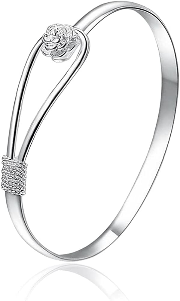 WEILYDF 925 sterling silver bracelet elegant clip-style button style floral design bracelet classic bracelet jewelry women's girls - Image 1